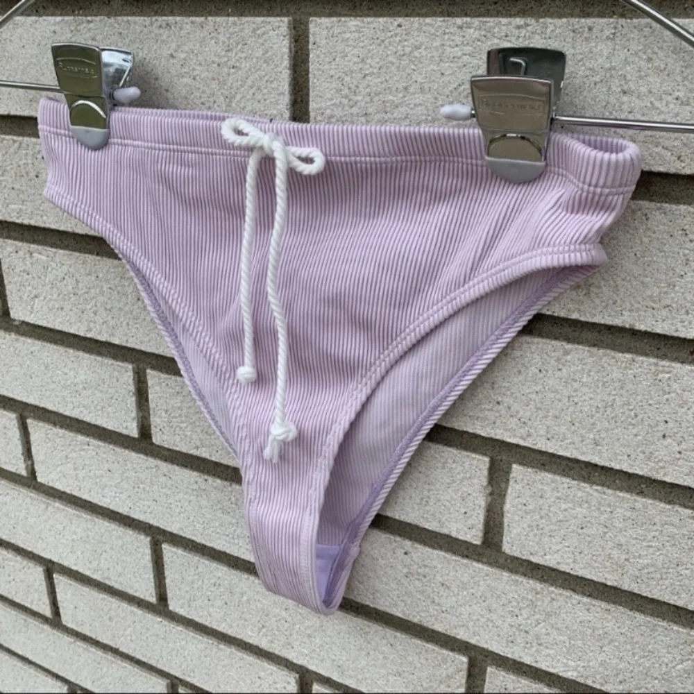 Nasty Gal Lavender Ribbed Two Piece Bikini Tank Top High Cut Bottoms 4 Y2K